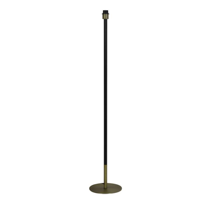 Floor lamp in matt black metal and antique bronze, height 135 cm, base Ø 25 cm.