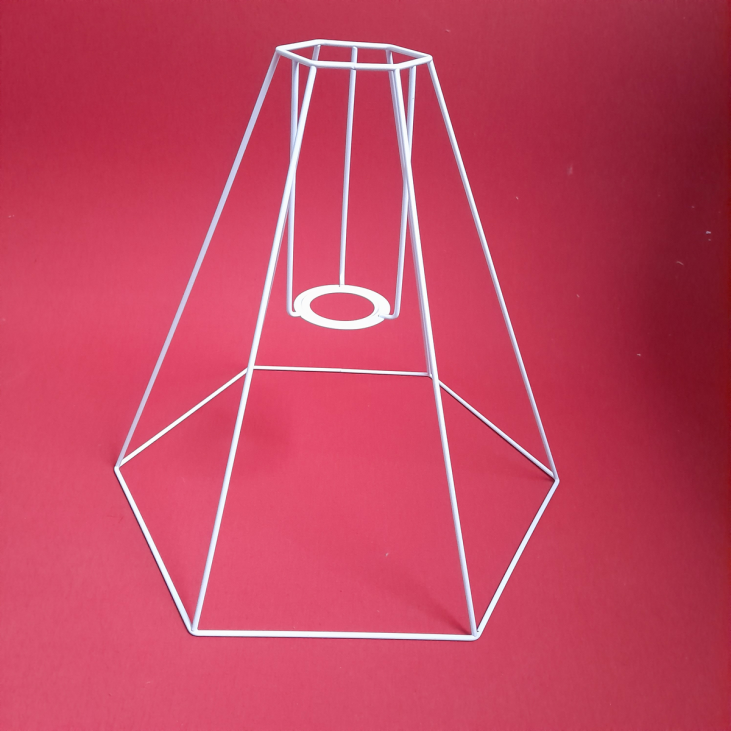 hexagonal lampshade carcass is designed to make rigid lampshades (with polyphane) or seams (stretched fabric)
