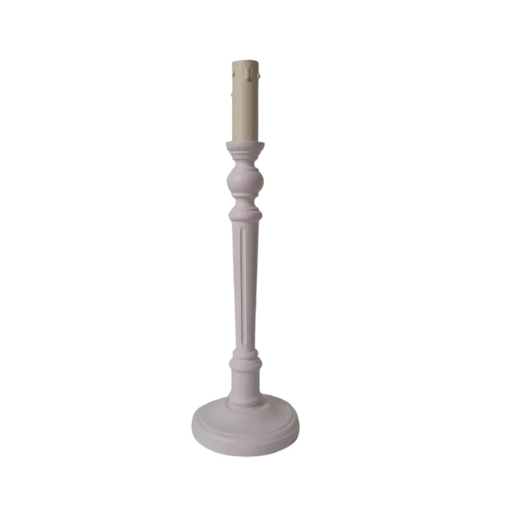Pink candlestick lamp, height 42 cm, electrified but without shade.