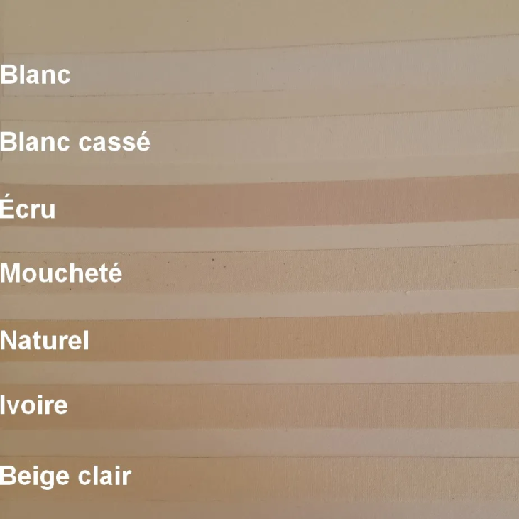 Sample of the light colours of CÔTE OUEST DÉCO's matt cotton adhesive borders