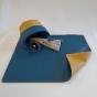 Rectangular imitation leather place mat Color : Petroleum blue and mustard yellow