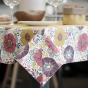 Leatherette tablecloth with Bohemian trim Color : Mustard tray & Bohemian pink trim