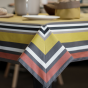 Faux leather tablecloth with striped Color : Mustard tray & curry stripe facing