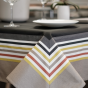 Faux leather tablecloth with striped Color : Black tray & curry stripe facing