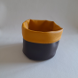 Two-tone leatherette bread basket Color : Chocolate and mustard yellow