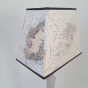 Rectangular lampshade handmade in our workshop in Brittany with an old navy map edged in black. 20 to 30 cm and made to measure.Side view.