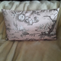 Pink rectangular cushion DIANE printed with hunting scene at cote-ouest-deco.com