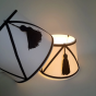 Elegant white and black conical lampshade handmade in the workshop of CÔTE OUEST DÉCO