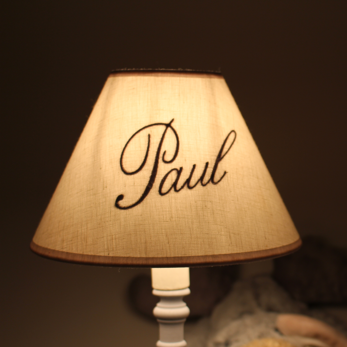 Birth gift: a personalised embroidered lampshade