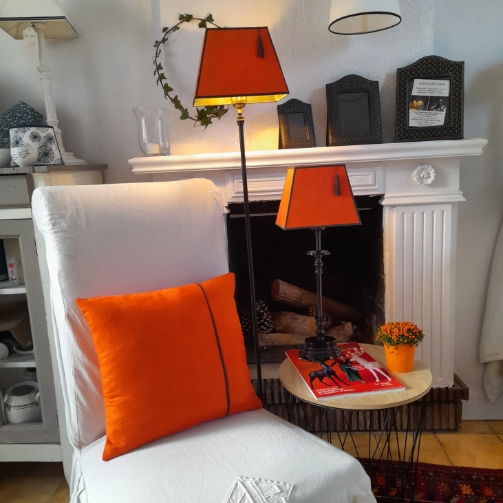Avis client abat-jour orange rectangulaire Hermès.