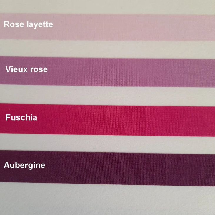 Échantillon des couleurs roses des bordures adhésives en coton mat de CÔTE OUEST DÉCO